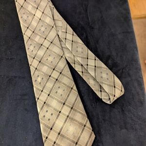 Calvin Klein Sliver, Blue, And Black Plaid Men's Tie